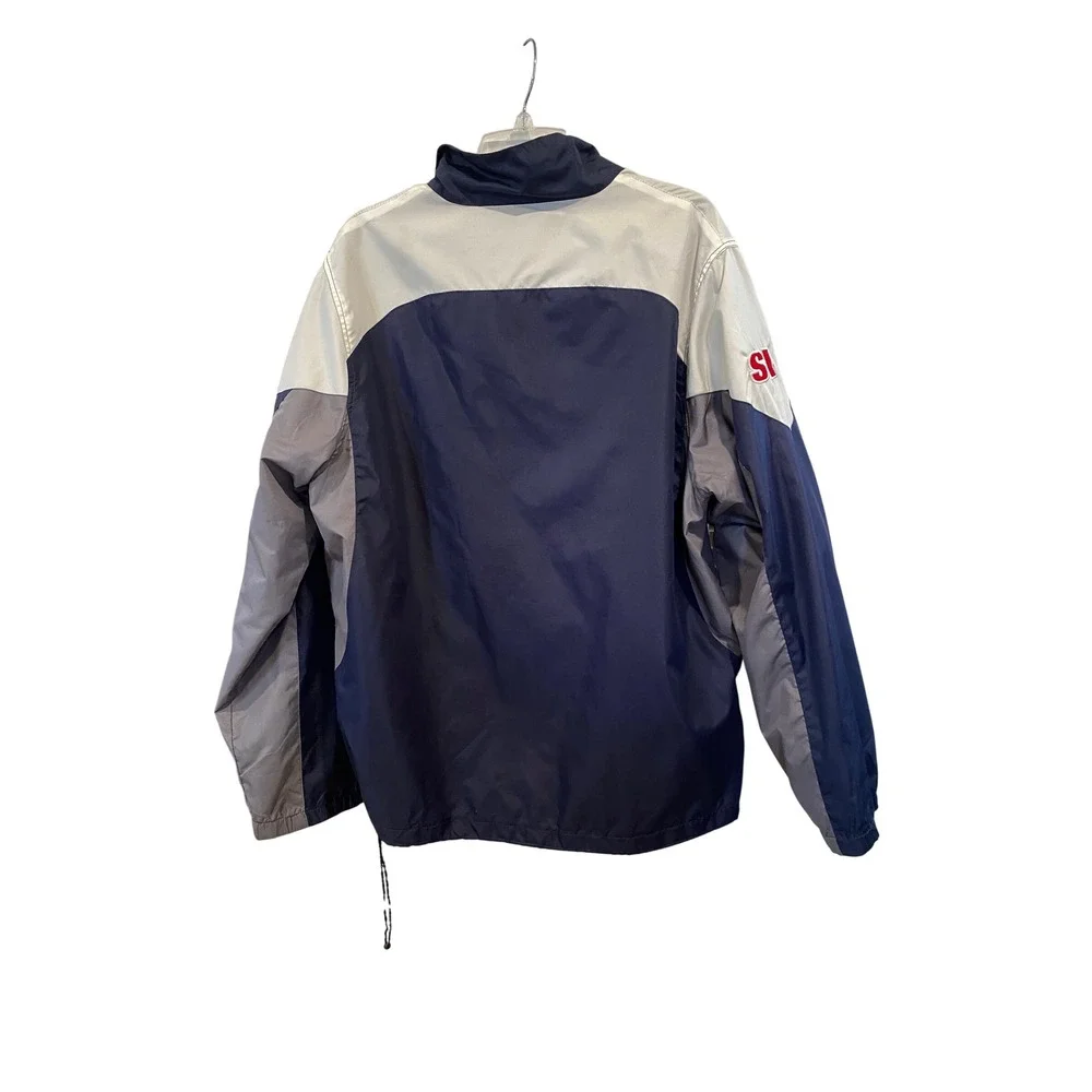 Mens Reebok Chicago Bears NFL Windbreaker‎ Jacket Navy Blue Grey Large SI Patch